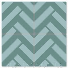"Chevron Brick Celeste" Modern Geometric Cement Tile by Neyland Design, from Villa Lagoon Tile.