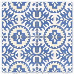 "Cinco De Azul" Whimsical Floral Cement Tile by Neyland Design, from Villa Lagoon Tile.