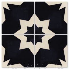 "Comino B Black & Alabaster" Moroccan Cement Tile, from Villa Lagoon Tile.