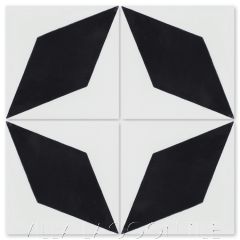 "Compass Point Black & White" Geometric Cement Tile, from Villa Lagoon Tile.