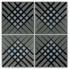 "Crosshatch in Cityscape" Modern Geometric Art Deco Cement Tile by Cressida Bell, from Villa Lagoon Tile.