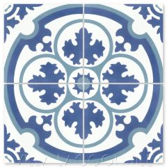 "Danielle Admiral" Traditional Floral Cement Tile, from Villa Lagoon Tile.