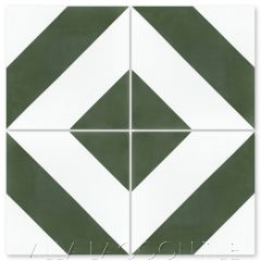 "Diagonal Four A Olive & White" Striped Cement Tile, from Villa Lagoon Tile.