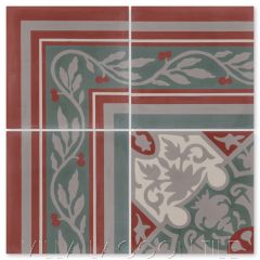 "Emilio Border" Cuban Cement Tile Border with matching "Rumba Autentico", from Villa Lagoon Tile.