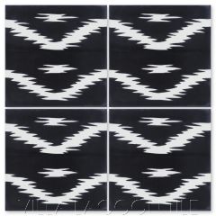 "Ikat A Black & White" Modern Fabric-Style Cement Tile, from Villa Lagoon Tile.
