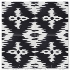 "Ikat B Black & White" Modern Fabric-Style Cement Tile, from Villa Lagoon Tile.
