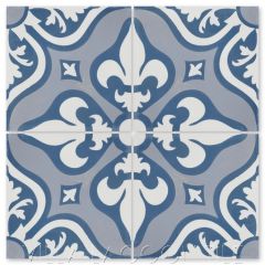 "Lancelot Blue" Floral Cement Tile, by Villa Lagoon Tile.
