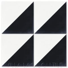 "Man Overboard Black & White" Geometric Cement Tile, from Villa Lagoon Tile.