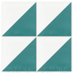 "Man Overboard Teal & White" Geometric Cement Tile, from Villa Lagoon Tile.