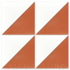 "Man Overboard Terracotta & White" Geometric Cement Tile, from Villa Lagoon Tile.