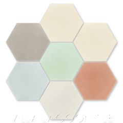 "Mixed Pastel Hex" Cement Tile, from Villa Lagoon Tile.