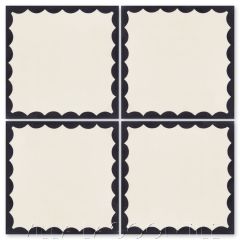 "Postage Paid A in Black and Alabaster" Modern Cement Tile, from Villa Lagoon Tile.