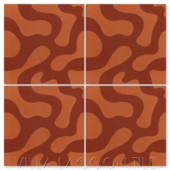 "Roads in Bold Brick and Henna" Modern Whimsical Cement Tile by Jeff Shelton, from Villa Lagoon Tile.