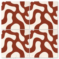"Roads in Bold Brick and Sand Dollar" Modern Whimsical Cement Tile by Jeff Shelton, from Villa Lagoon Tile.