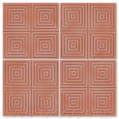 "Square Wave" Geometric Relief Cement Tile in "Terracotta", by Villa Lagoon Tile.