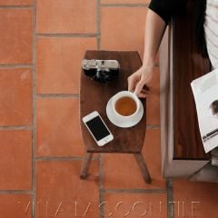 Terracotta Tile Café Floor in Natural Red Clay by Villa Lagoon Tile.