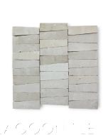 Glazed Zellige "Accordion" trapezoids in "Meringue" on a 12" Mat, a Moroccan Mosaic Tile, from Villa Lagoon Tile.