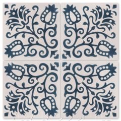 "Bretagne Marine" French floral cement tile from Villa Lagoon Tile by Christina Salway.
