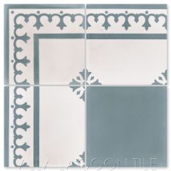 "Normandie Brume" French floral cement tile border from Villa Lagoon Tile by Christina Salway.