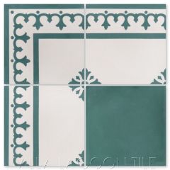 "Normandie Forêt" French floral cement tile border from Villa Lagoon Tile by Christina Salway.