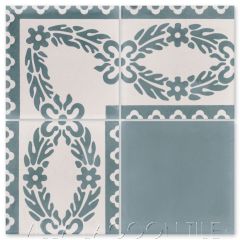 "Rhone Brume" French floral cement tile border from Villa Lagoon Tile and Christina Salway.