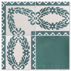 "Rhone Forêt" French floral cement tile border from Villa Lagoon Tile and Christina Salway.
