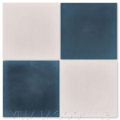 6" Solid Square Navy (SB-4061) with Solid Dune (SB-1004) Cement Tile arranged as a checkerboard, from Villa Lagoon Tile.