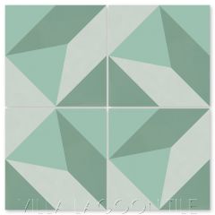 "A-Frame Sea Smoke" Geometric Art Deco Cement Tile by Neyland Design, from Villa Lagoon Tile.