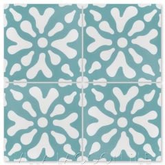 "Ablitt Flower Bimini & White" Whimsical Floral Cement Tile by Jeff Shelton, from Villa Lagoon Tile.