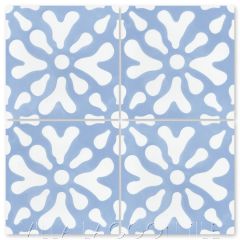 "Ablitt Flower Periwinkle & White" Whimsical Floral Cement Tile by Jeff Shelton, from Villa Lagoon Tile.