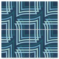 "About Face Blue" Modern Geometric Cement Tile by Neyland Design, from Villa Lagoon Tile.