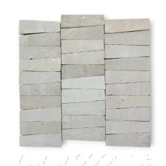 Glazed Zellige "Accordion" trapezoids in "Meringue" on a 12" Mat, a Moroccan Mosaic Tile, from Villa Lagoon Tile.