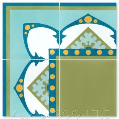 "Amalena Meadow" Border Cuban Cement Tile, by Villa Lagoon Tile.