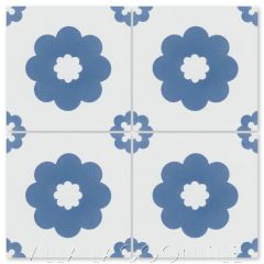"Ambrose A Blue & White" Floral Cement Tile, from Villa Lagoon Tile.