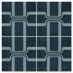 "Anaconda Navy" Mid-Century Modern Cement Tile by Neyland Design