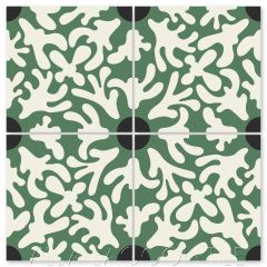"Annie's Flower on Jade" Whimsical Floral Cement Tile by Jeff Shelton, from Villa Lagoon Tile.
