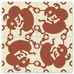 "Ants in Henna" Whimsical Wildlife Cement Tile by Jeff Shelton, from Villa Lagoon Tile.