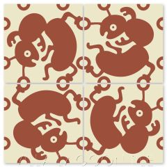 "Ants in Henna" Whimsical Wildlife Cement Tile by Jeff Shelton, from Villa Lagoon Tile.