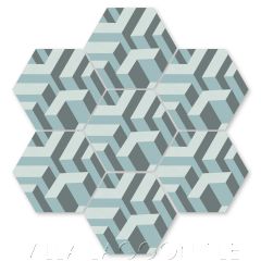"Bailiwick Celeste" Modern Geometric Cement Tile by Neyland Design, from Villa Lagoon Tile.