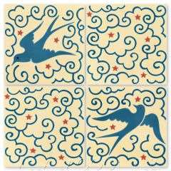 "Bell's Bright Sky" Whimsical Art Deco Wildlife Cement Tile by Cressida Bell, from Villa Lagoon Tile.