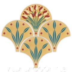 "Bell's Tulips in Maple Sugar" Modern Floral Art Deco Cement Tile by Cressida Bell, from Villa Lagoon Tile.