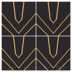 "Black Tie Verge Maple Sugar and Black" Modern Geometric Cement Tile by Neyland Design, from Villa Lagoon Tile.