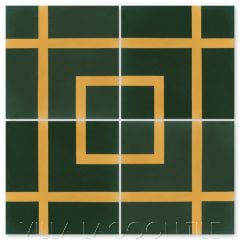 "Boxed Set Ponderosa Mustard" Modern Geometric Cement Tile by Neyland Design, from Villa Lagoon Tile.