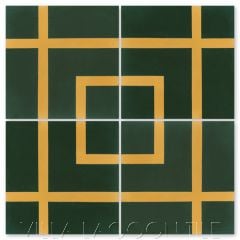"Boxed Set Ponderosa Mustard" Modern Geometric Cement Tile by Neyland Design, from Villa Lagoon Tile.