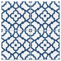 "Breeze Berry Blue & White" Mediterranean Cement Tile, from Villa Lagoon Tile.