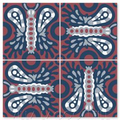 "Butterfly Frost Berry" Whimsical Wildlife Cement Tile by Jeff Shelton, from Villa Lagoon Tile.