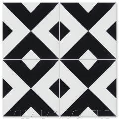 "Charge Black & White" Geometric Cement Tile, from Villa Lagoon Tile.