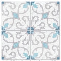 "Charlotte Blue Accent Terrazzo" Spanish Cement Tile, from Villa Lagoon Tile.