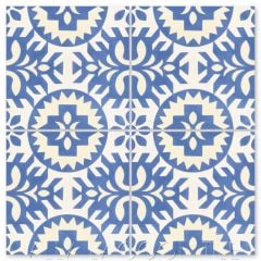 "Cinco De Azul" Whimsical Floral Cement Tile by Neyland Design, from Villa Lagoon Tile.