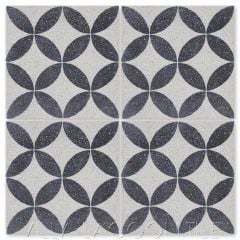 "Circulos B Black and White Morning Terrazzo" Geometric Cement Tile, from Villa Lagoon Tile.